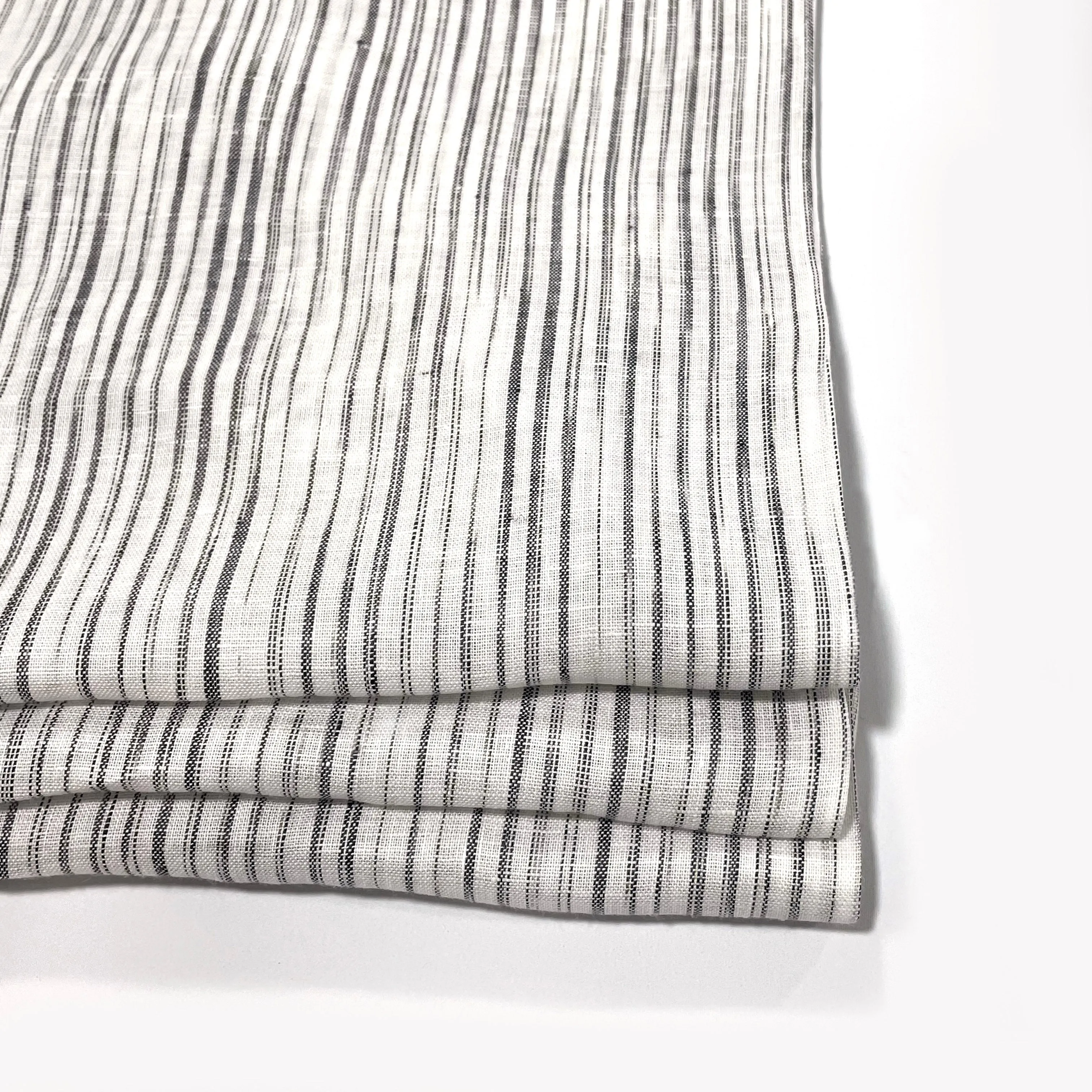 Farmhouse Modern Grey Stripe 100% Linen Custom Made Flat Roman shade/CL1039