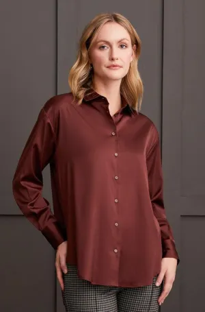 Flowy Satin Button Up Shirt