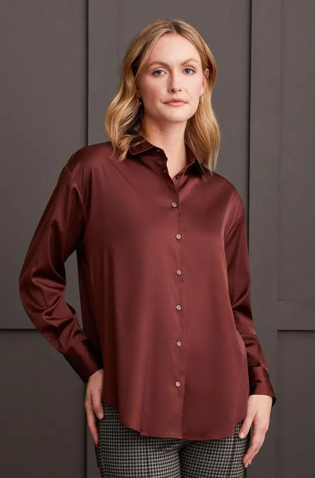 Flowy Satin Button Up Shirt