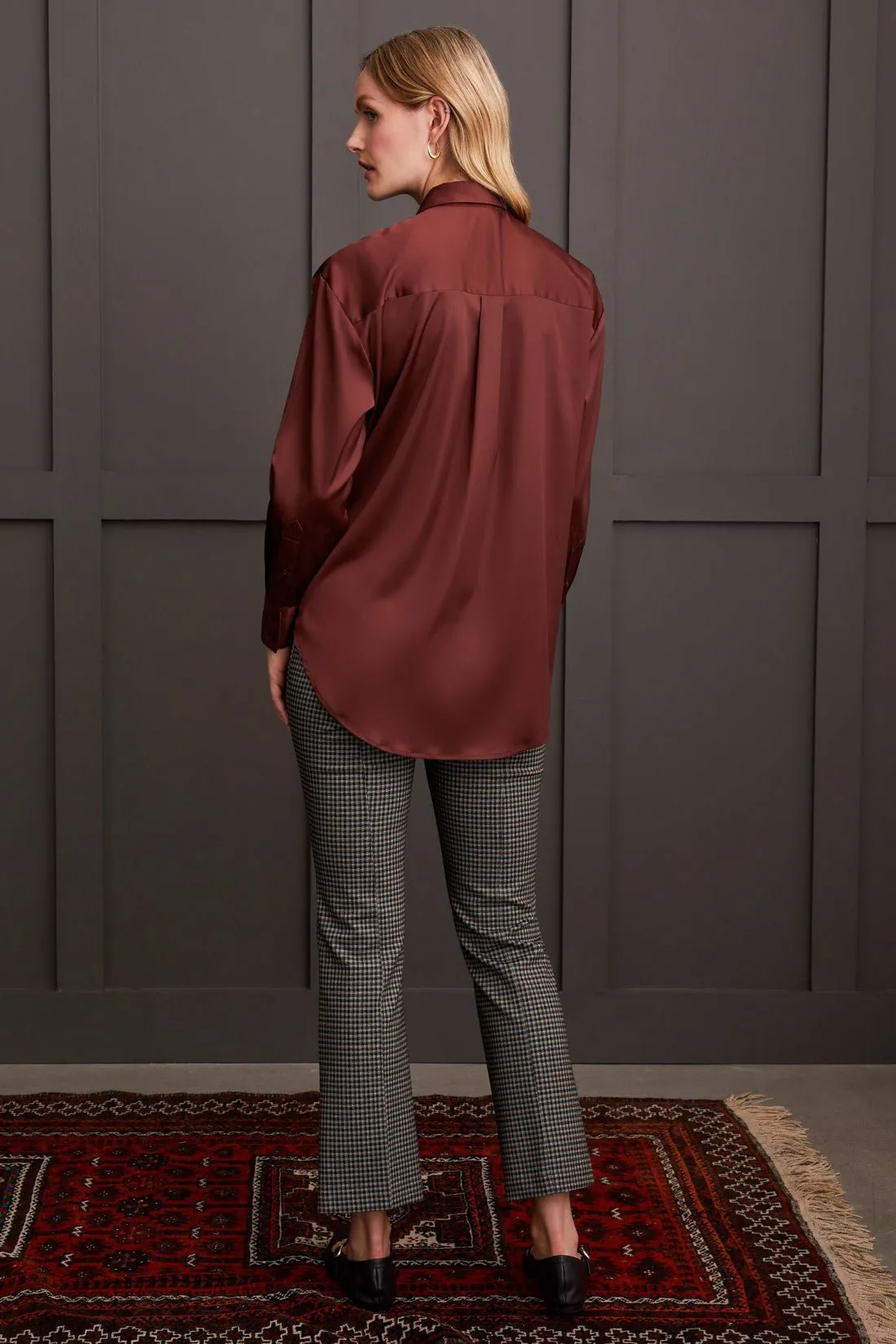Flowy Satin Button Up Shirt