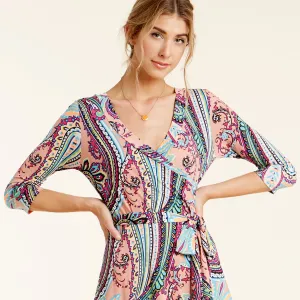 Fuchsia Vintage Paisley Venechia Maxi Wrap Dress