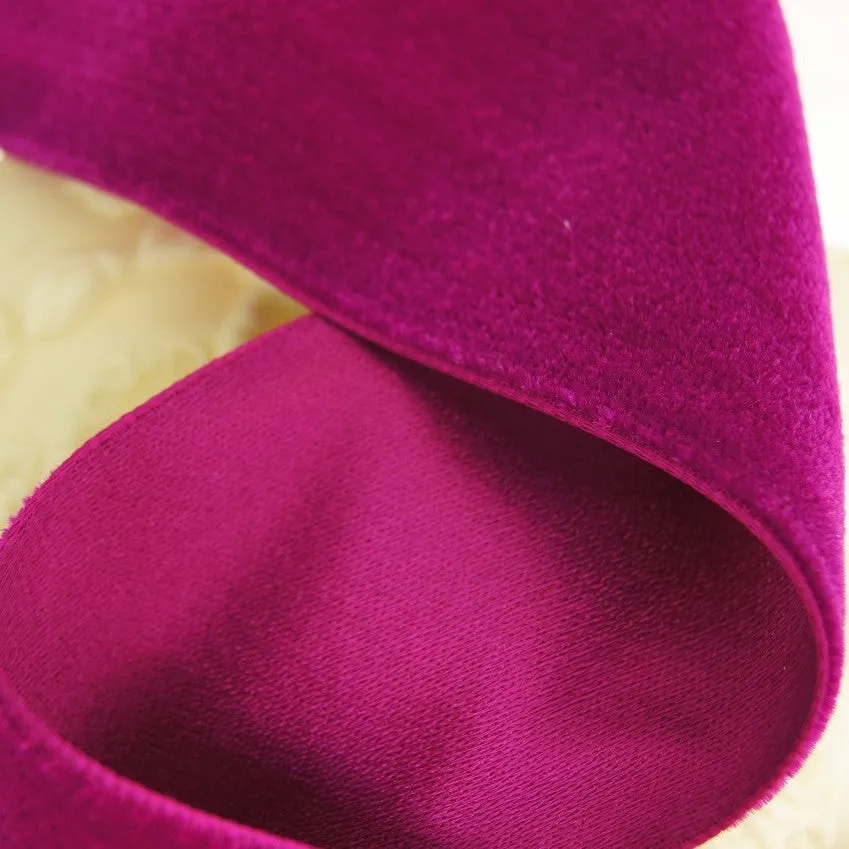 Fuchsia Wine Satn Back Velvet Ribbon Vintage from Switzerland 58mm