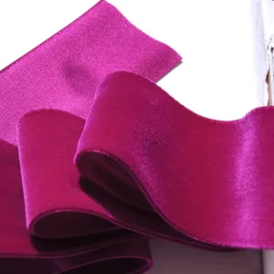 Fuchsia Wine Satn Back Velvet Ribbon Vintage from Switzerland 58mm
