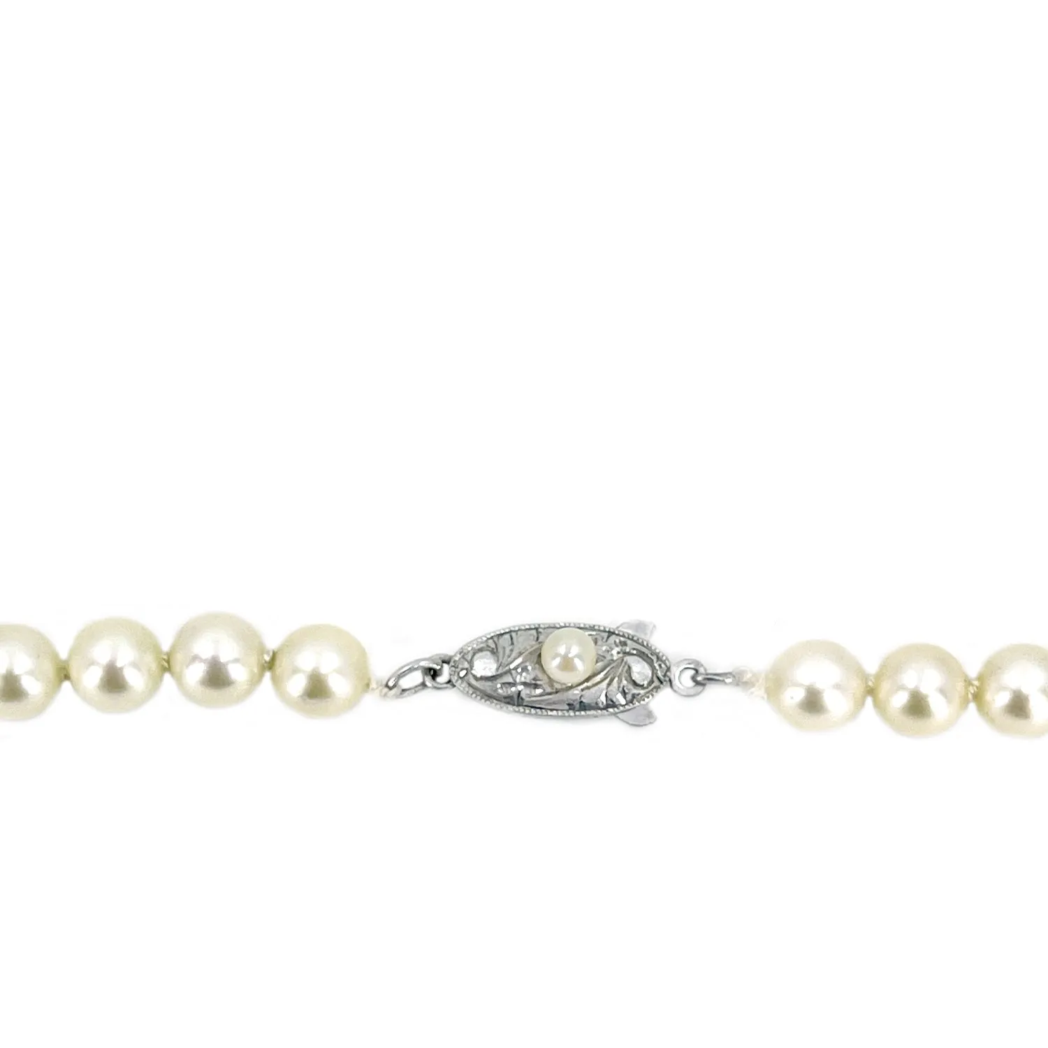 Fuji Pearl Designer Vintage Japanese Cultured Akoya Pearl Strand Necklace Box- Sterling Silver 16 Inch