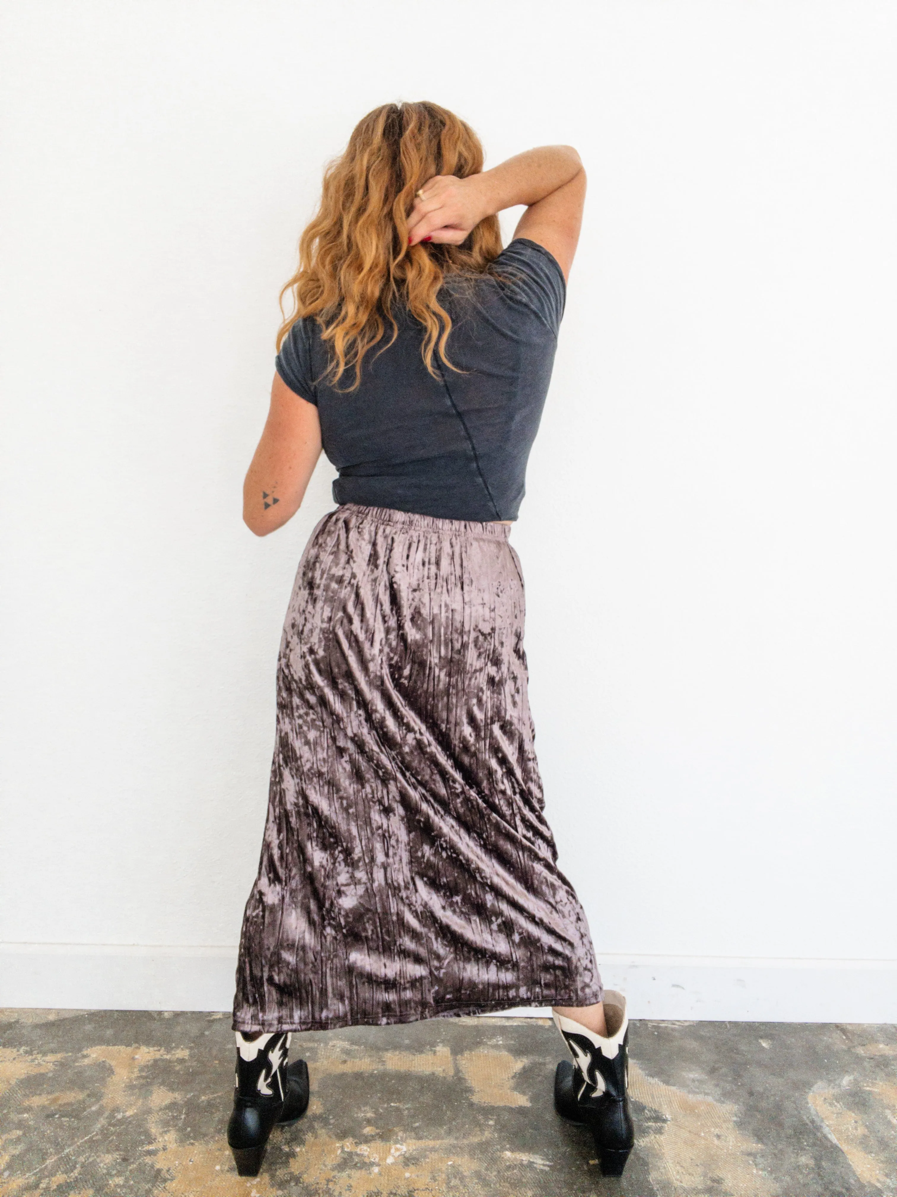 Full Moon Crinkled Velvet Skirt