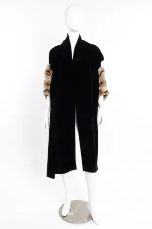 Fur Trim Velvet Shawl
