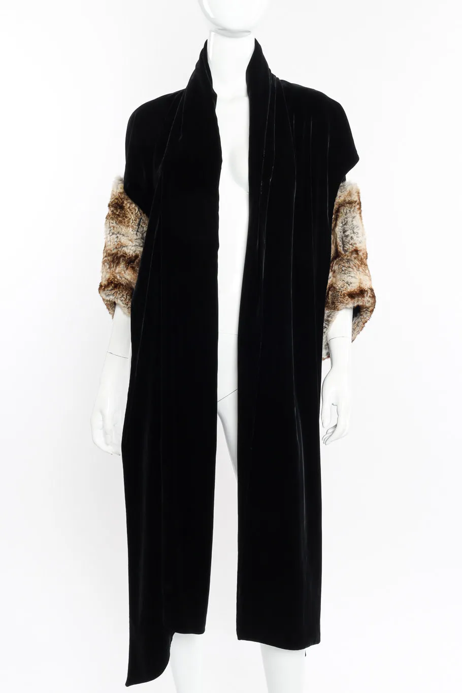 Fur Trim Velvet Shawl
