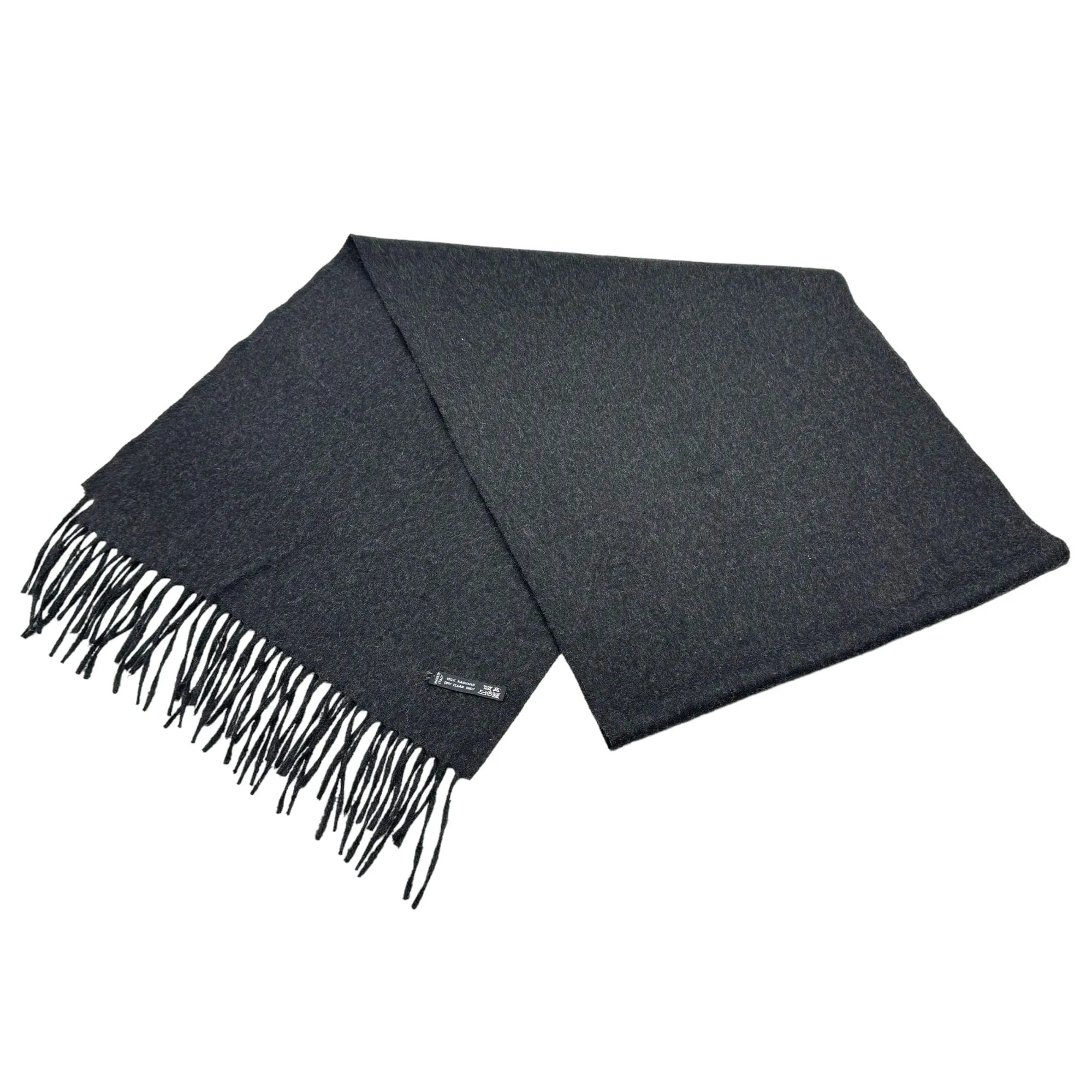 GIORGIO ARMANI Cashmere Fringe Scarf - Dark Grey