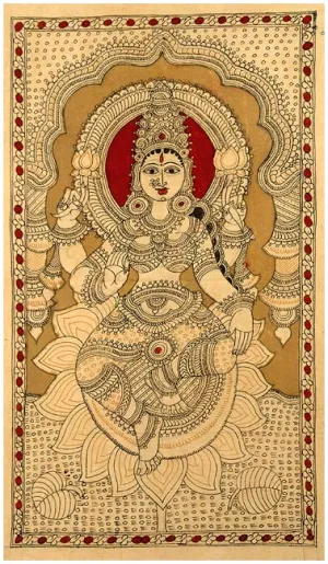 Goddess Lakshmi Mata - Cotton Kalamkari Painting