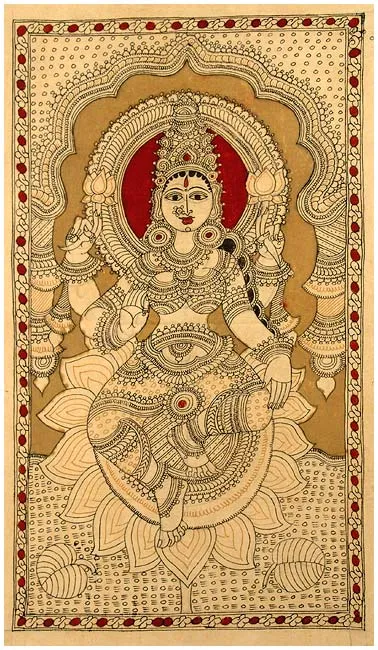 Goddess Lakshmi Mata - Cotton Kalamkari Painting