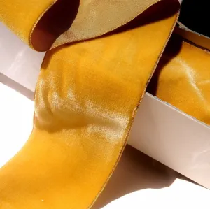 Gold Velvet Ribbon Vintage from France 72mm
