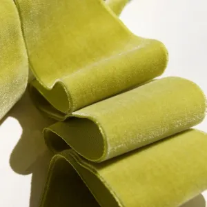 Golden Lime Velvet Ribbon Vintage from France 50mm