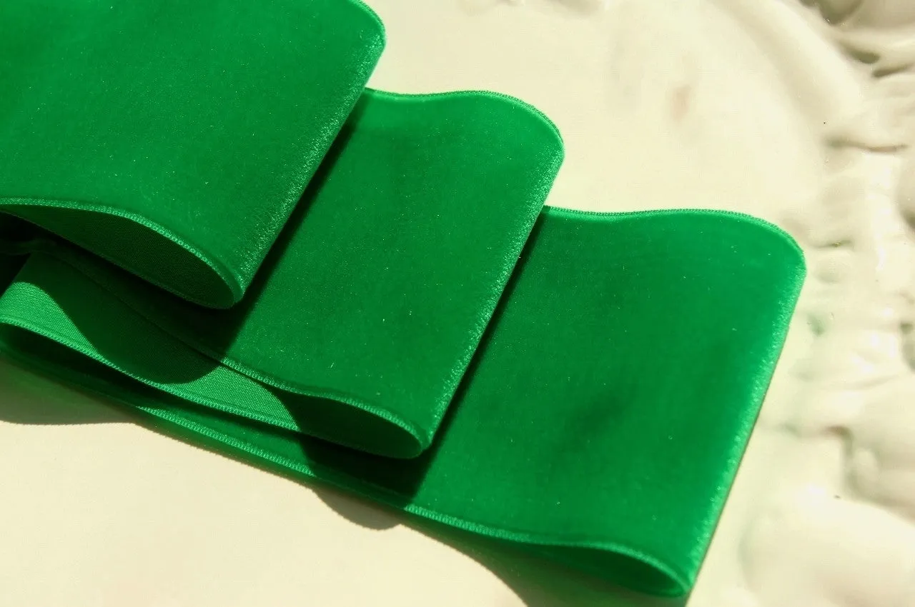 Green Velvet Ribbon Vintage from France 78mm