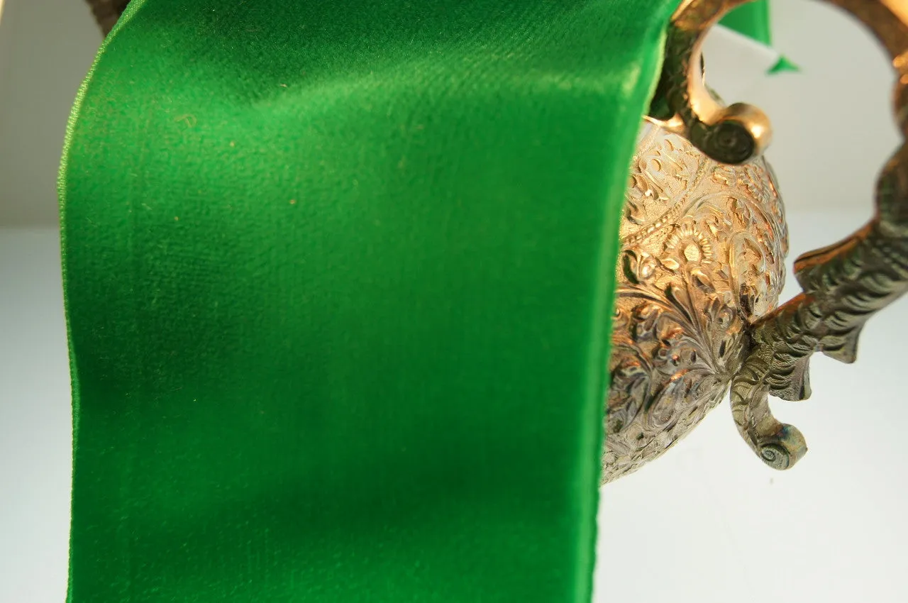 Green Velvet Ribbon Vintage from Switzerland 72mm