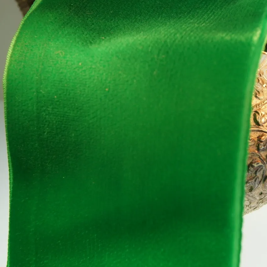 Green Velvet Ribbon Vintage from Switzerland 72mm