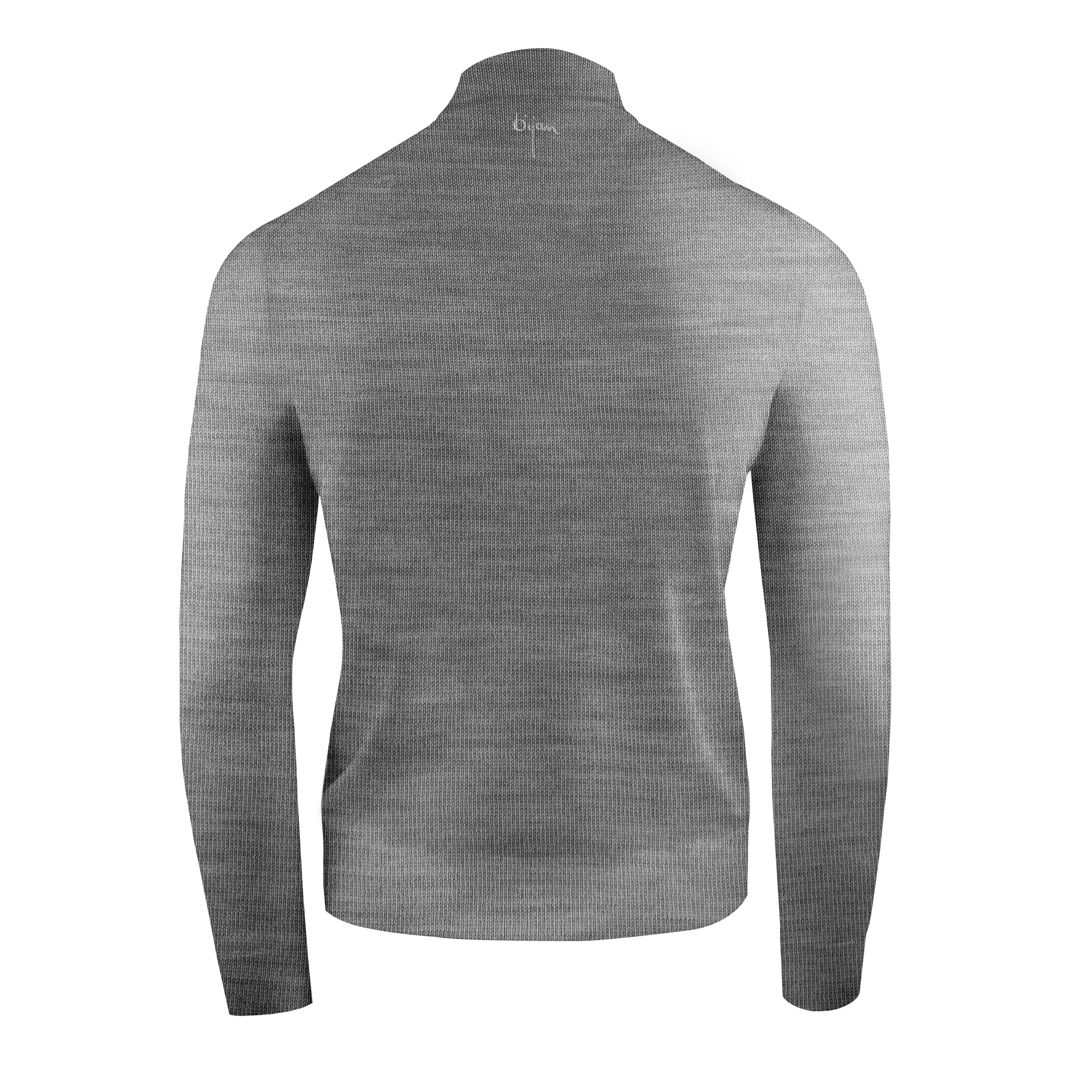 Grey Cashmere and Silk Mock Neck Sweater