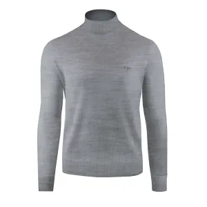 Grey Cashmere and Silk Mock Neck Sweater