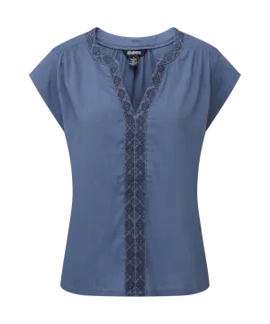 Hara Cap Sleeve Top - Seaport Blue