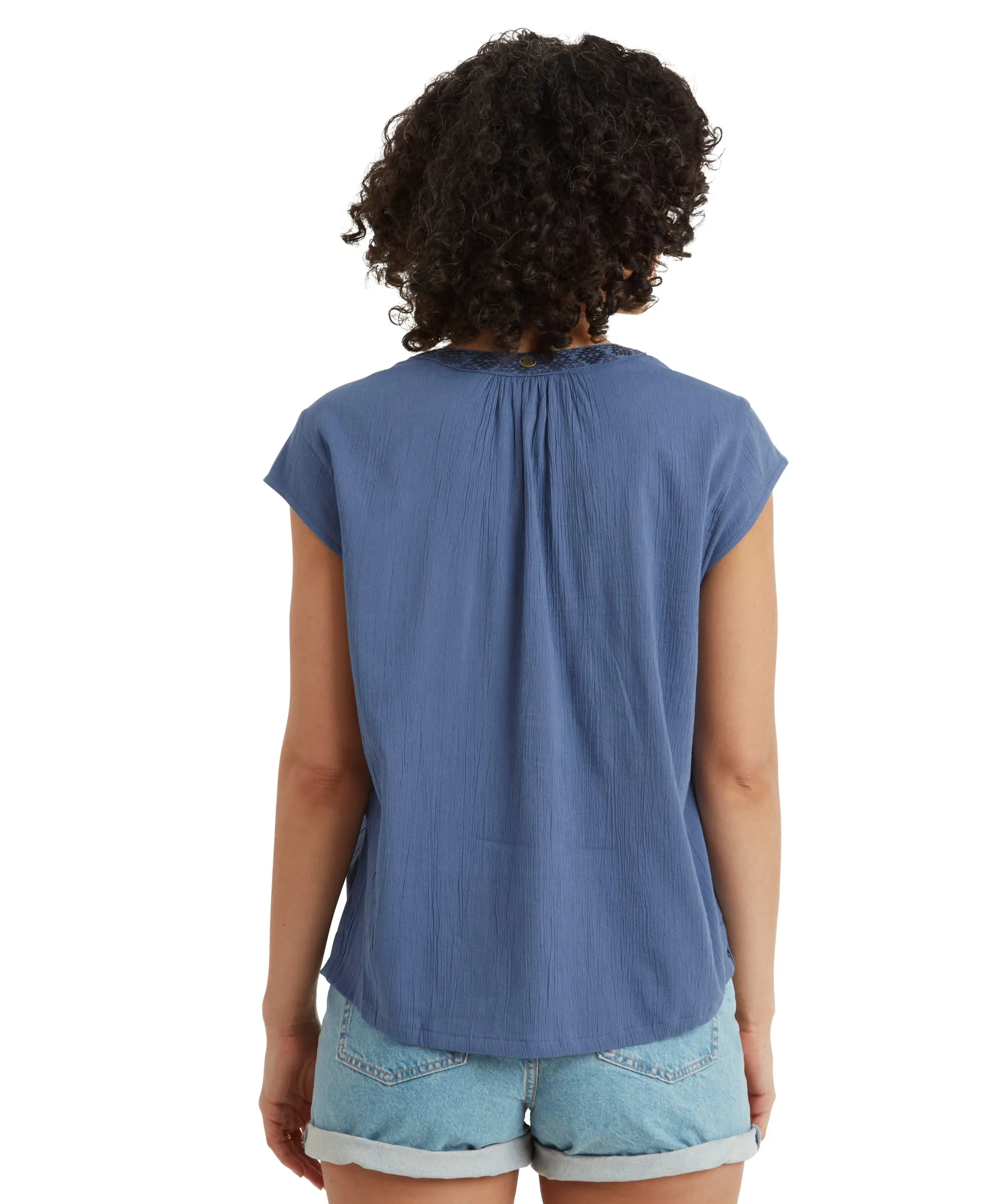 Hara Cap Sleeve Top - Seaport Blue