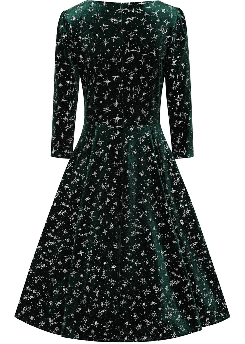 Hearts & Roses Paris Sparkle Velvet 50's Swing Dress in Green