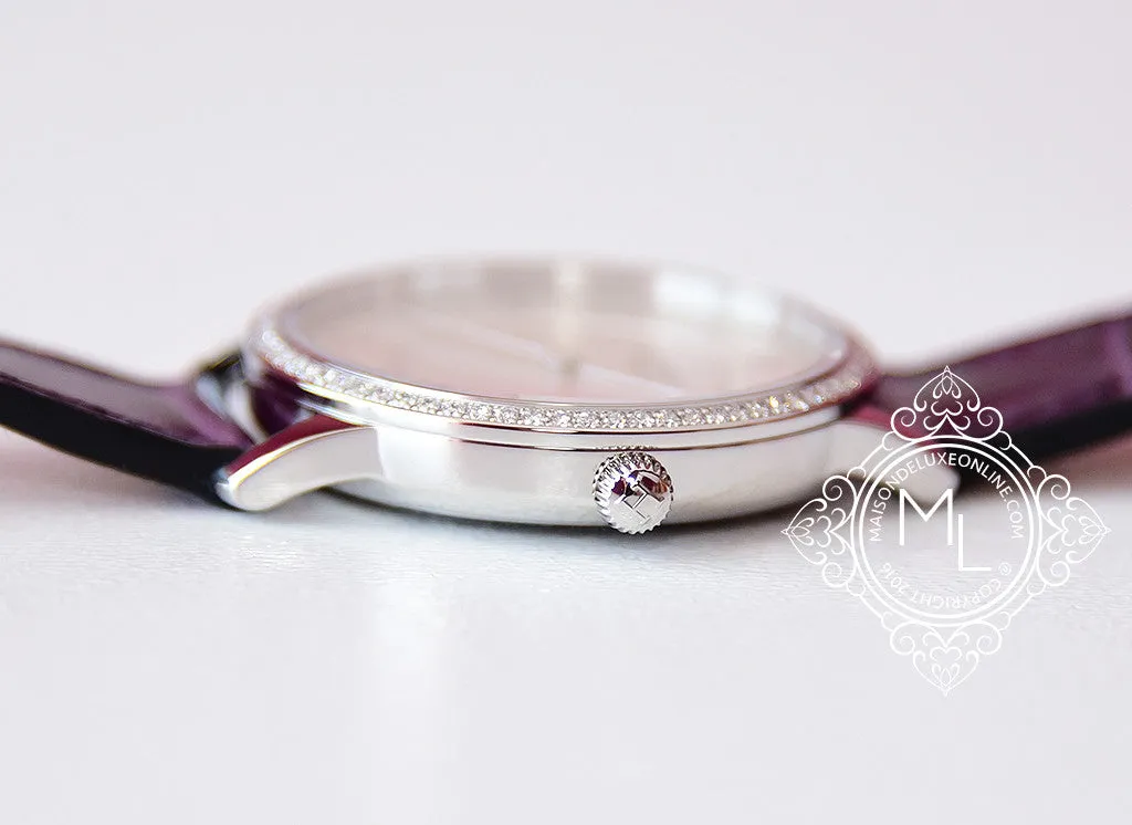 Hermes Diamond Slim d'Hermès Purple Crocodile Watch MM