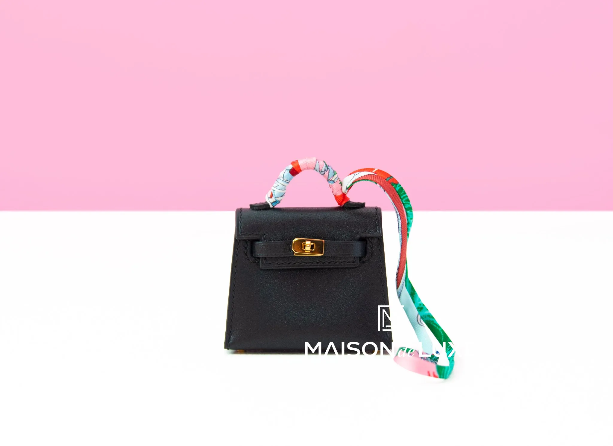 Hermes Noir Black Mini Kelly Twilly Bag Charm