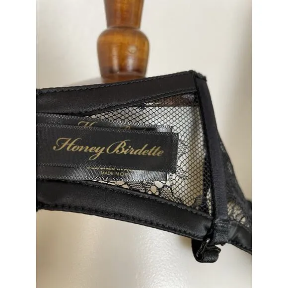 Honey Birdette Garter Belt Angelina Lace Floral Embroidered Lingerie