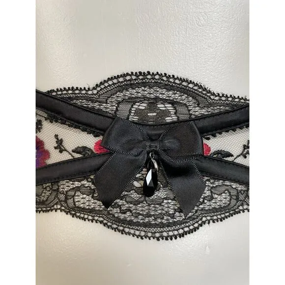 Honey Birdette Garter Belt Angelina Lace Floral Embroidered Lingerie