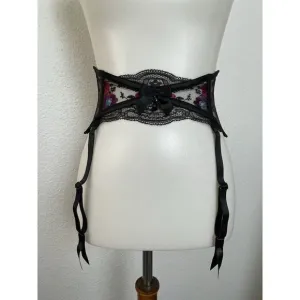 Honey Birdette Garter Belt Angelina Lace Floral Embroidered Lingerie