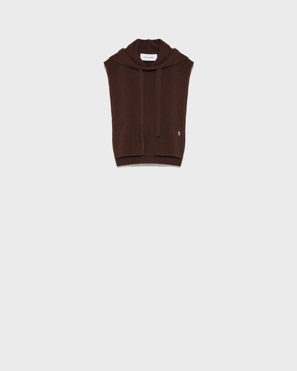 Hooded dickey in cashmere wool knit
