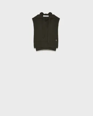 Hooded dickey in cashmere wool knit
