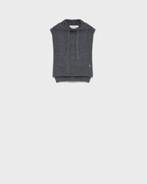 Hooded dickey in cashmere wool knit