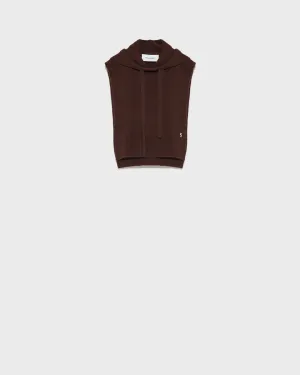 Hooded dickey in cashmere wool knit