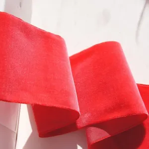 Hot Melon Velvet Ribbon Vintage from France 72mm