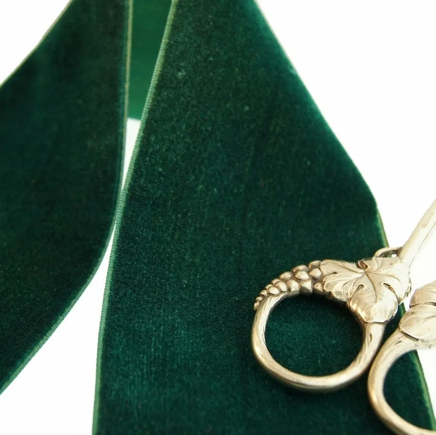 Hunter Green Velvet Ribbon Vintage from France 68mm