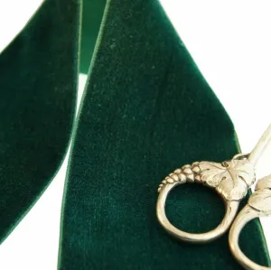 Hunter Green Velvet Ribbon Vintage from France 68mm