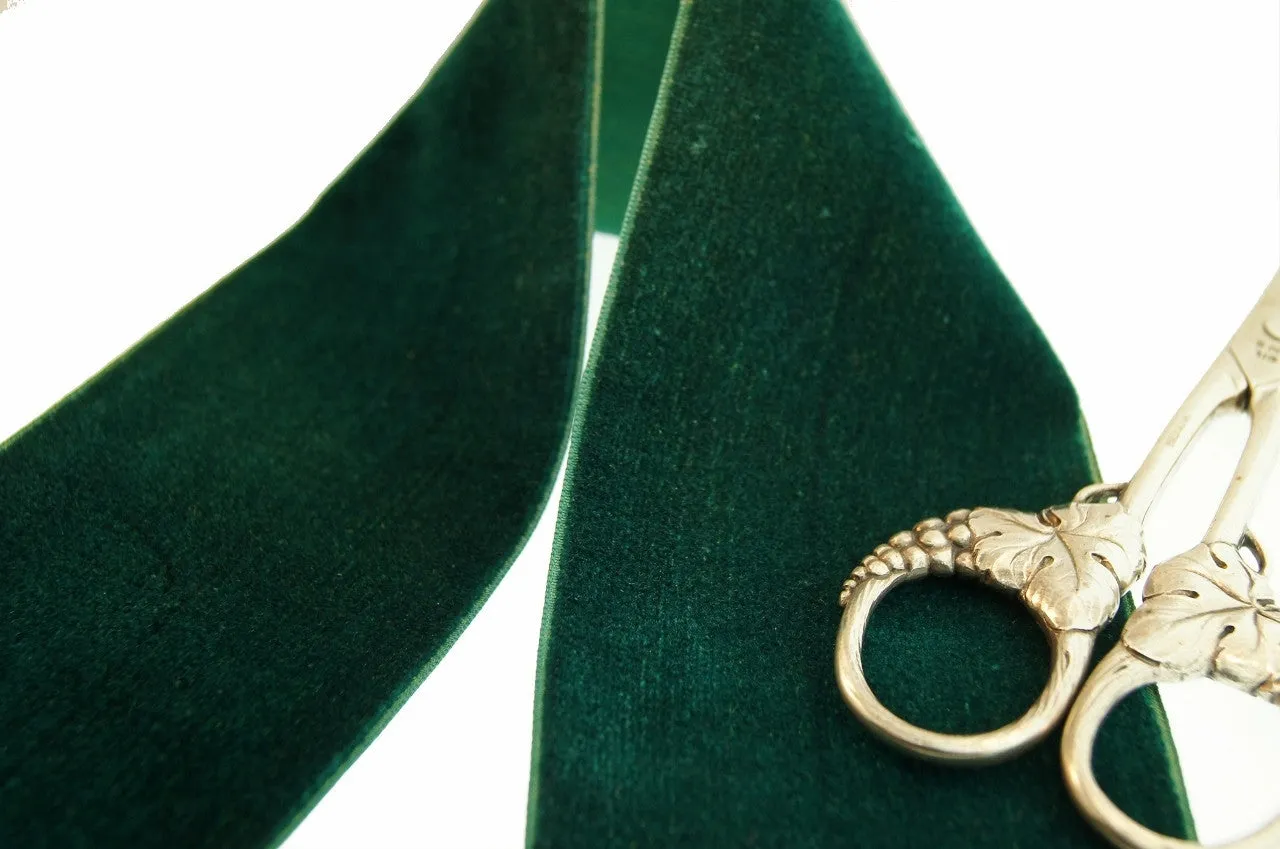Hunter Green Velvet Ribbon Vintage from France 68mm