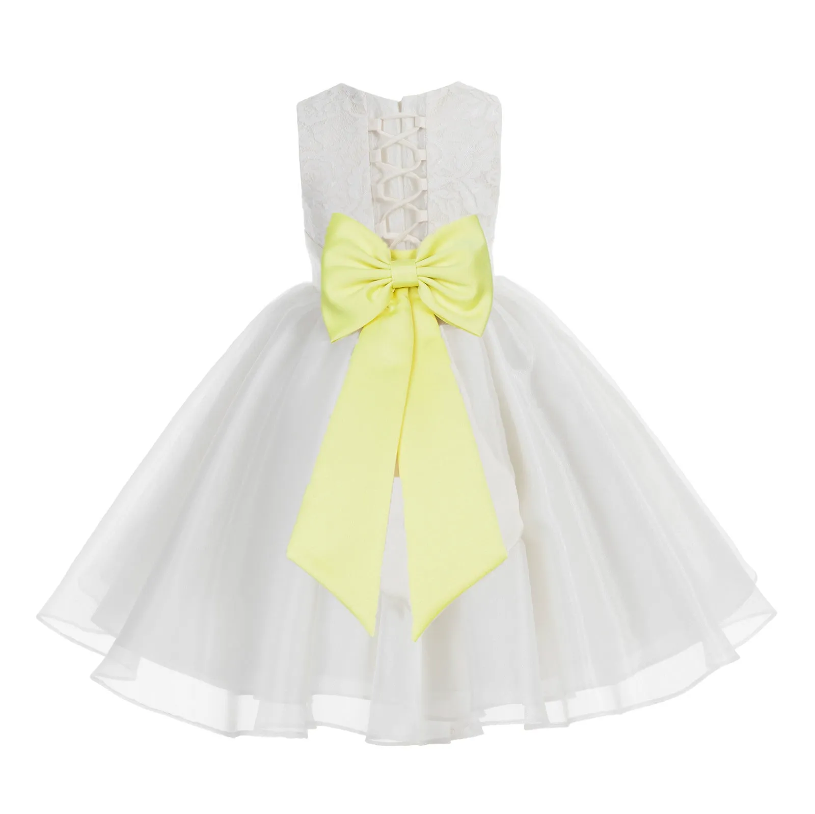 Ivory Lace Organza Flower Girl Dress Elegant Formal Junior Beauty Pageant Communion Baptism 186T(3)