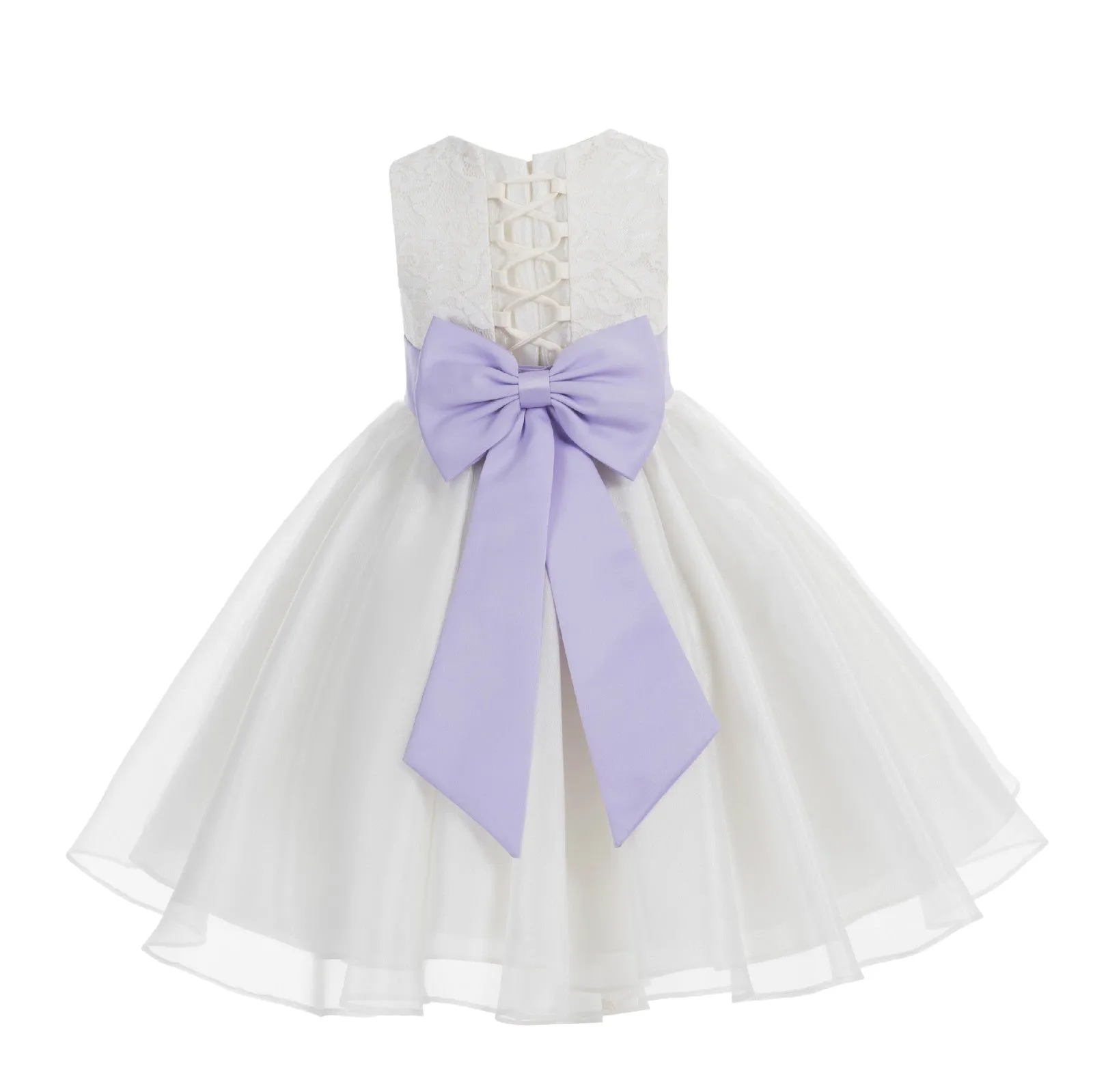 Ivory Lace Organza Flower Girl Dress Elegant Formal Junior Beauty Pageant Communion Baptism 186T(3)