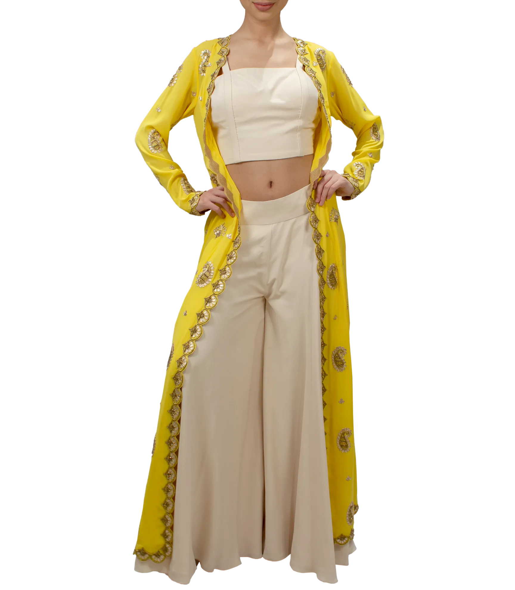 Ivory Sharara with jacket