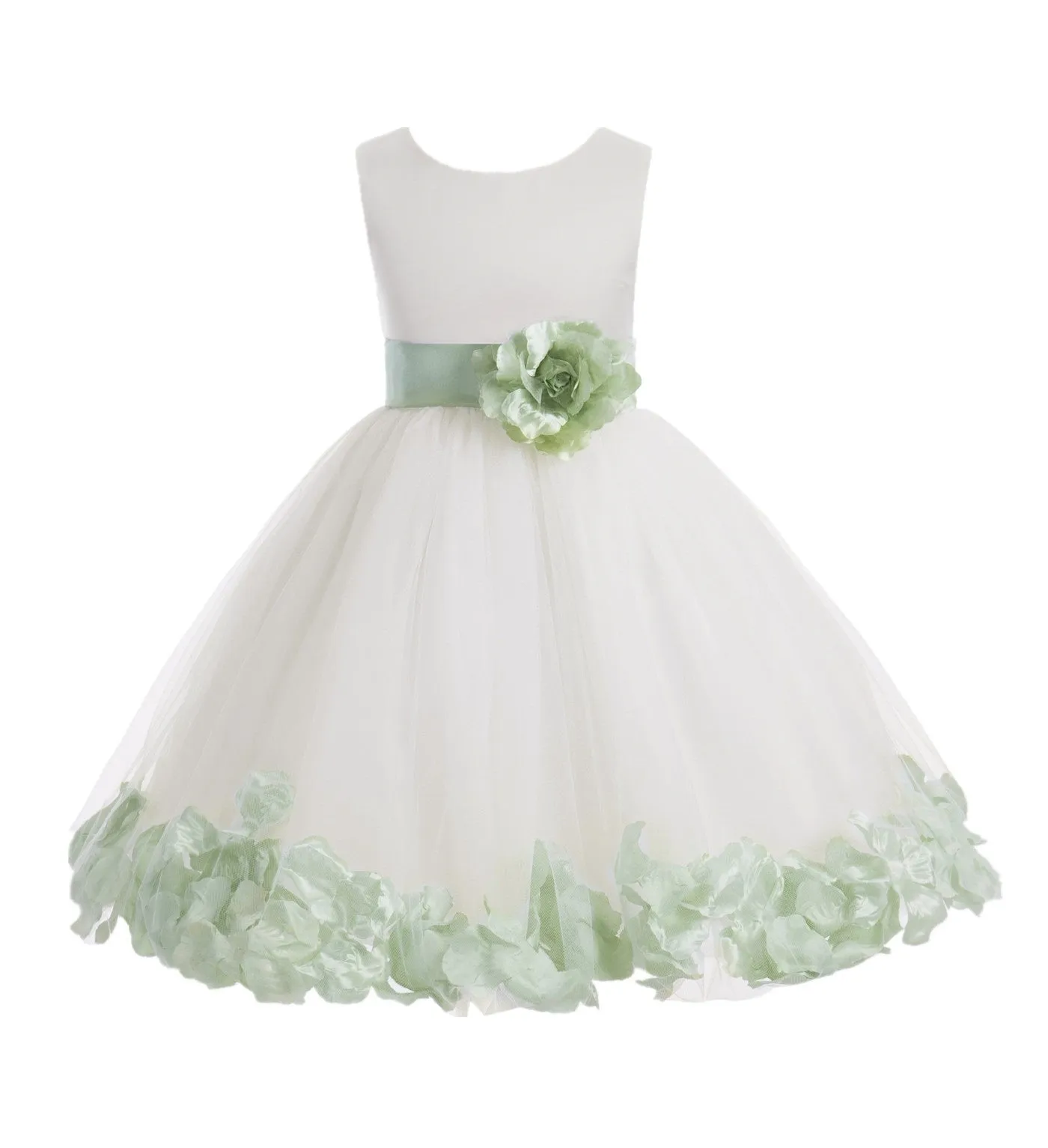 Ivory Tulle Floral Petals Flower Girl Dress Special Occasions Junior Pageant Wedding Holiday 302S(3)