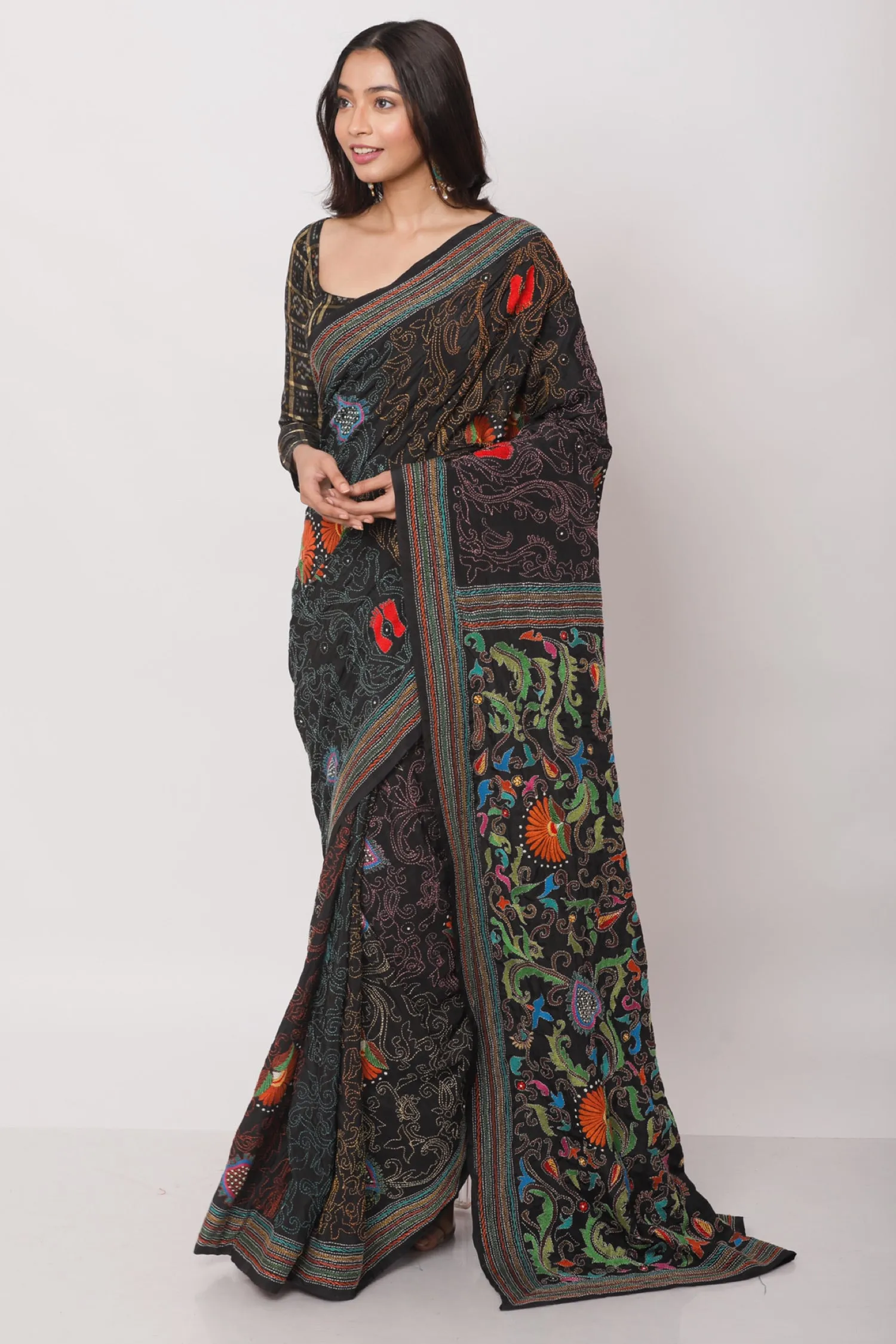 Joba Crepe Kantha Saree