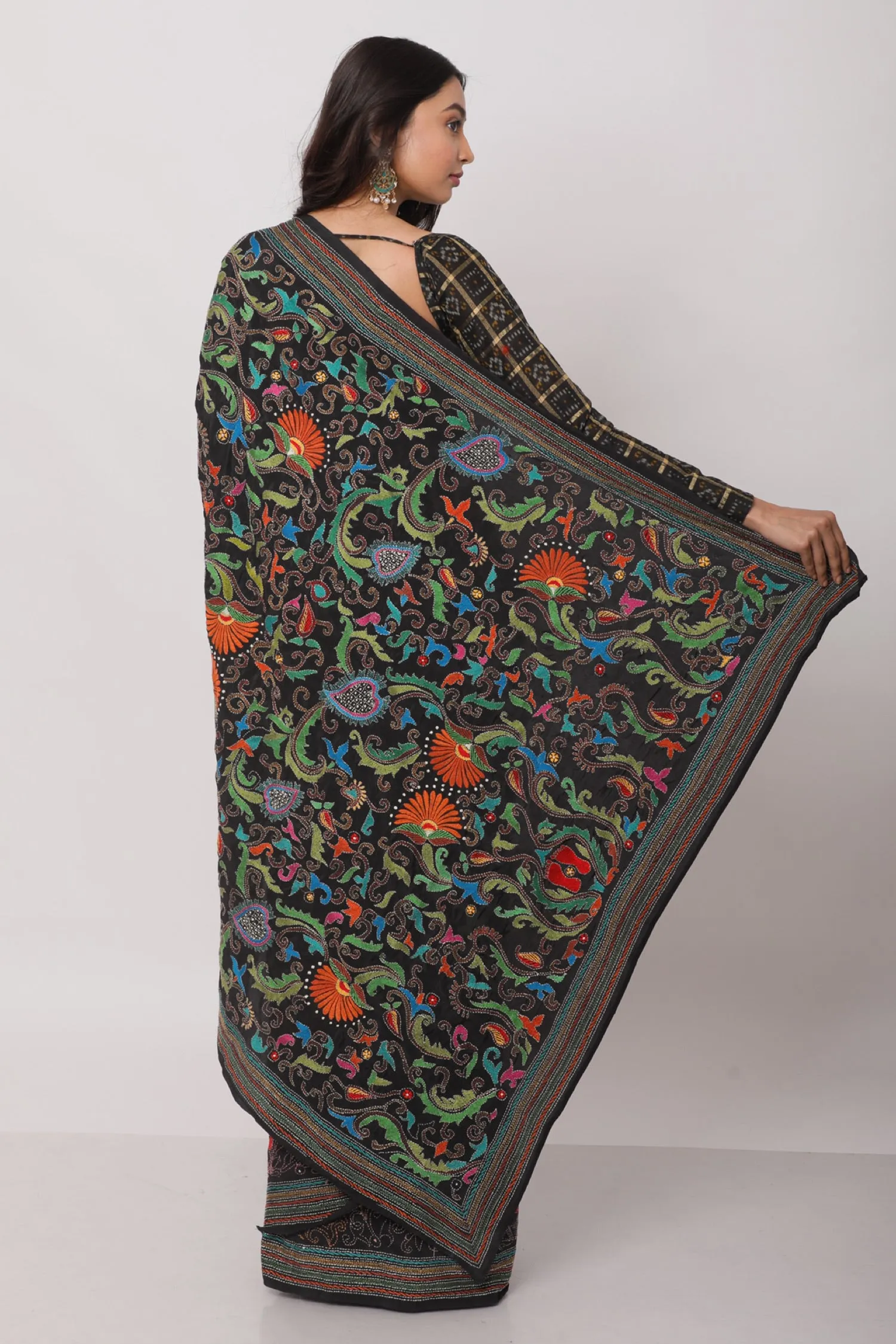 Joba Crepe Kantha Saree