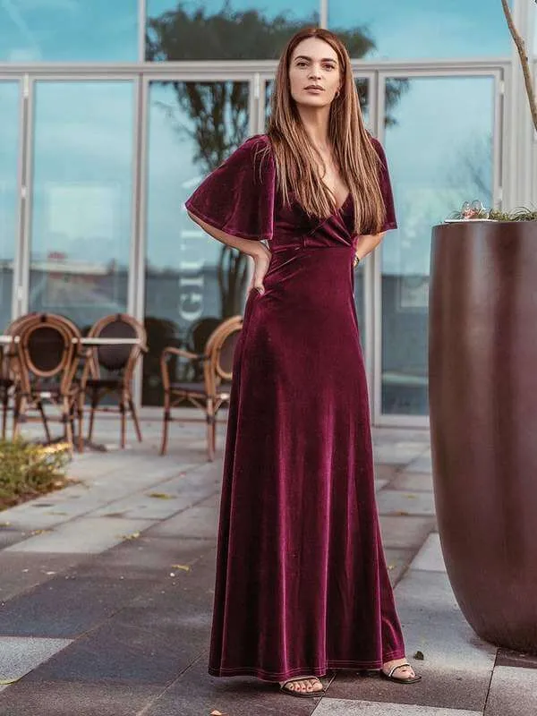 Jorrie purple velvet bridesmaid gown Express NZ wide