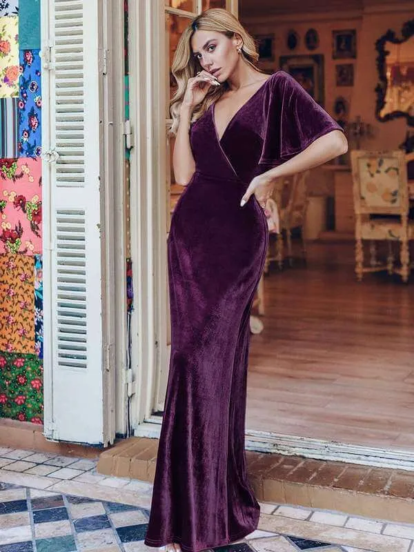 Jorrie purple velvet bridesmaid gown Express NZ wide