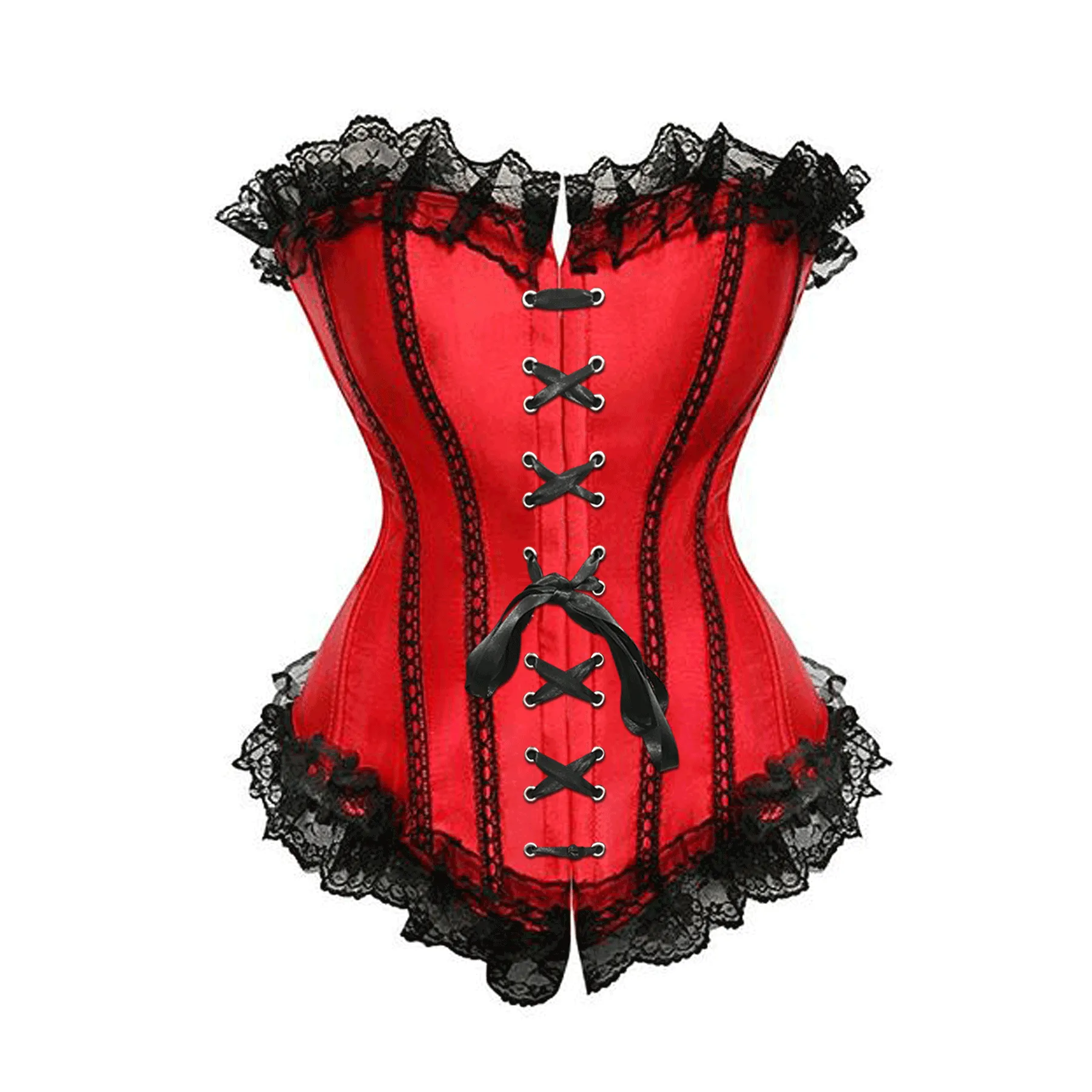 Kelle Red Satin Overbust Corset