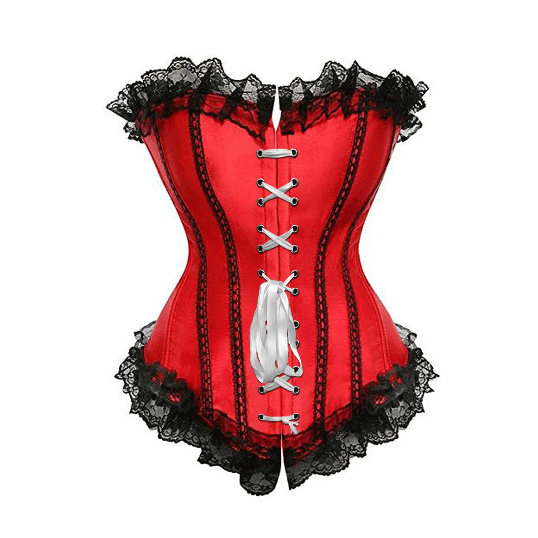 Kelle Red Satin Overbust Corset