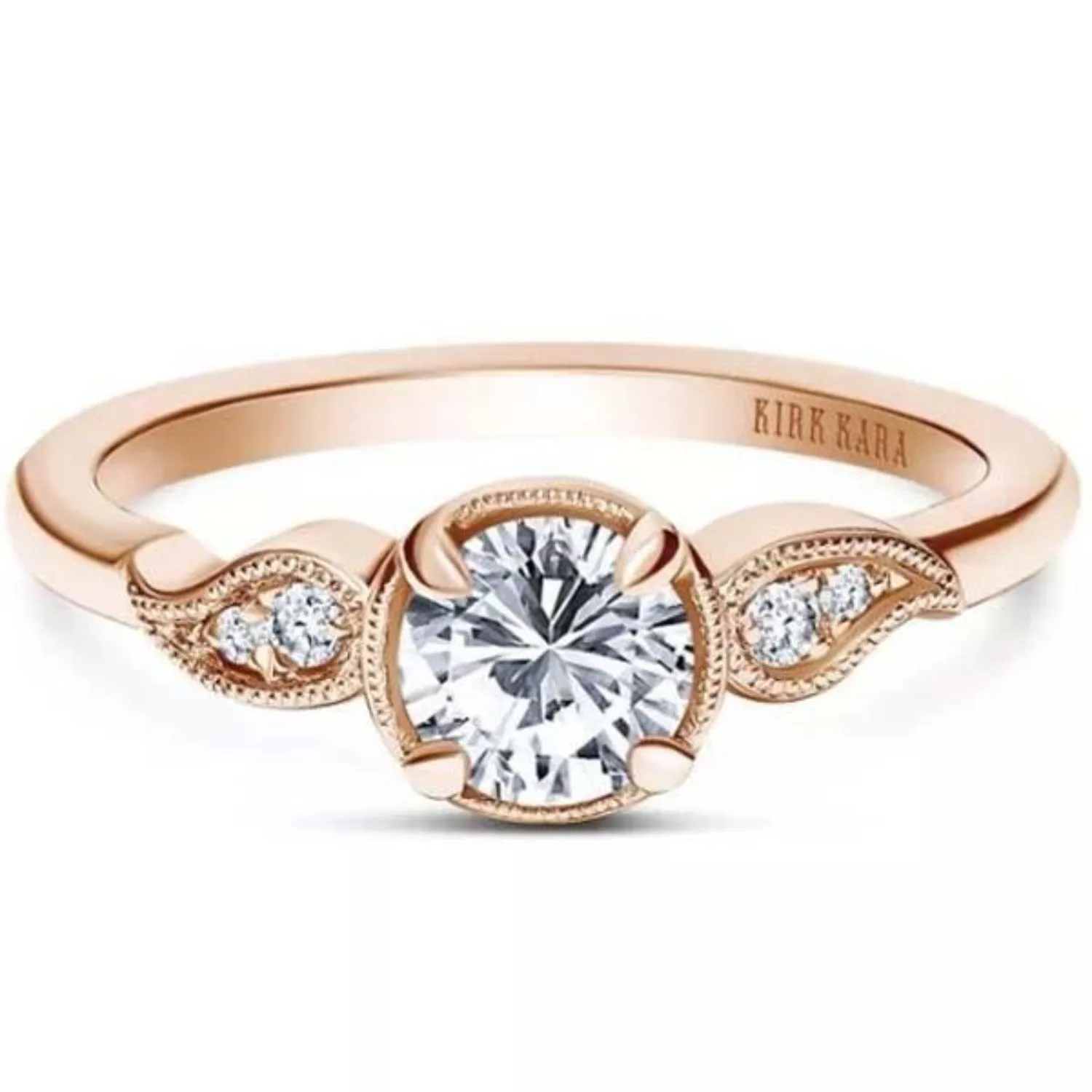 Kirk Kara "Rayana" Paisley Swirl Milgrain Halo Diamond Engagement Ring