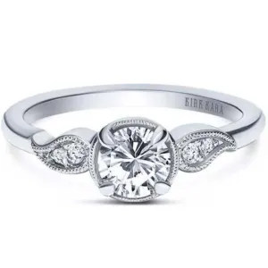 Kirk Kara "Rayana" Paisley Swirl Milgrain Halo Diamond Engagement Ring