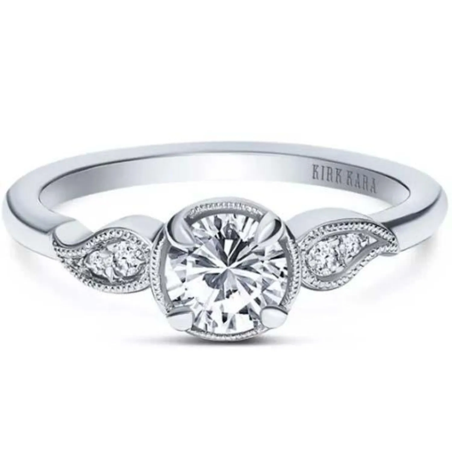Kirk Kara "Rayana" Paisley Swirl Milgrain Halo Diamond Engagement Ring